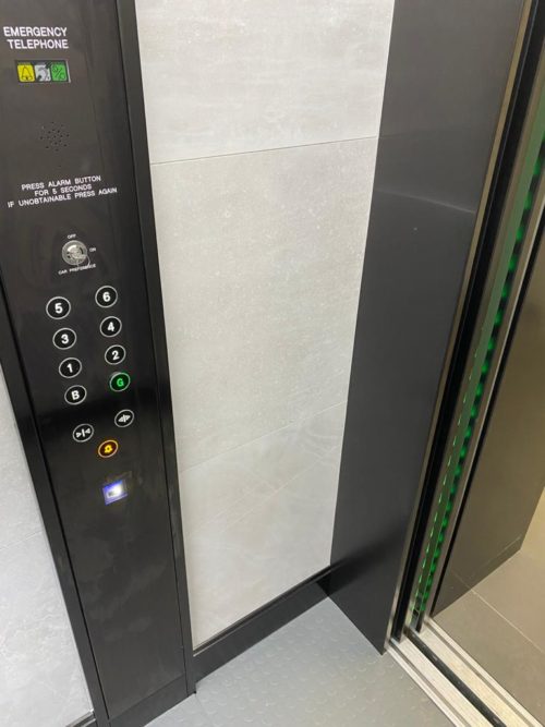 Lift with emergency telephone newly installed